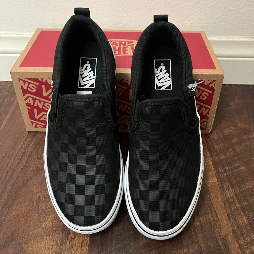 Black Checkered Vans - 2 Youth - Never Used